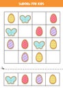 Sudoku game with cartoon Easter cookies. Puzzle for kids.