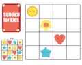 Sudoku game for children. Kids activity sheet with cute shapes