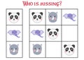 Sudoku game for children with pictures. Kids activity sheet. cute African animals