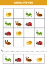 Sudoku game with cute insects. For kids.