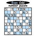 Sudoku game with even and odd numbers vector illustration Royalty Free Stock Photo