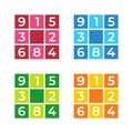 Sudoku game icon set, popular puzzle game concept