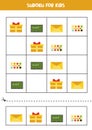 Sudoku game for kids with cartoon rectangular objects.