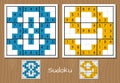 Sudoku game with the answers. 8, 9 numbers