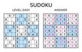 Sudoku. Kids and adult mathematical mosaic. Magic square. Logic