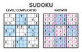 Sudoku. Kids and adult mathematical mosaic. Magic square. Logic puzzle game. Digital rebus