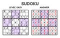 Sudoku. Kids and adult mathematical mosaic. Magic square. Logic puzzle game. Digital rebus