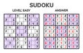 Sudoku. Kids and adult mathematical mosaic. Magic square. Logic puzzle game. Digital rebus