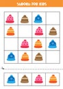 Logical puzzle for kids. Sudoku with winter caps
