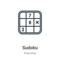 Sudoku outline vector icon. Thin line black sudoku icon, flat vector simple element illustration from editable free time concept Royalty Free Stock Photo