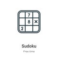 Sudoku outline vector icon. Thin line black sudoku icon, flat vector simple element illustration from editable free time concept