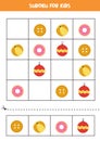 Sudoku game for kids with cartoon circular objects.
