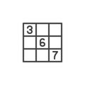 Sudoku puzzle game line icon