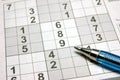 Sudoku puzzle & pen Royalty Free Stock Photo