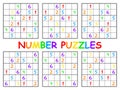 Sudoku set for kids with colorful numbers vector illustration Royalty Free Stock Photo