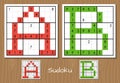 Sudoku vector set with answers. A, B letters Royalty Free Stock Photo