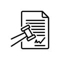 Black line icon for Sue, file a claim and prosecute