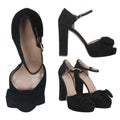 Suede black female sandals