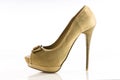 Suede peep-toe stiletto high heel shoe