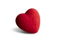 suede or plush heart. red isolate on a white background Royalty Free Stock Photo