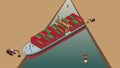 Suez Canal blockage. Animated illustration concept of Maritime traffic jam.