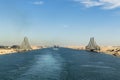 Panoramic view of the El Ferdan Railway Bridge, the longest swing bridge in the world,Egypt Royalty Free Stock Photo