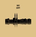 Suez, Egypt city silhouette Royalty Free Stock Photo