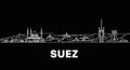 Suez with Egypt Skyline Outline Black background Royalty Free Stock Photo