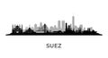 Suez Skyline Black Silhouette Egypt Royalty Free Stock Photo