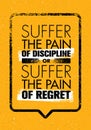 Suffer The Pain Of Discipline Or The Pain Of Regret. Sport And Fitness Creative Motivation Vector Design Poster. Royalty Free Stock Photo