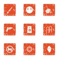 Sufferer icons set, grunge style Royalty Free Stock Photo