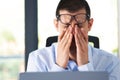 suffering eyestrain at work Royalty Free Stock Photo
