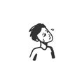 Suffering feeling icon. Outline sketch drawing. Royalty Free Stock Photo