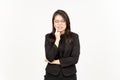 Suffering Toothache Of Beautiful Asian Woman Wearing Black Blazer Isolated On White Background Royalty Free Stock Photo