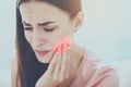 Suffering young woman having toothache. Royalty Free Stock Photo