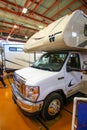Suffern, NY - USA - Feb 18, 2023 Vertical view of the 48th Northeast RV Show. Display of recreational vehicles, campers, trailers