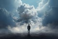 Suffocating Man depression cloud. Generate Ai