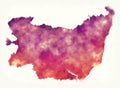 Suffolk county map England UK watercolor in front of a white background