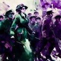 Suffragette March Women\'s Rights Group Purple Green White Generative AI Royalty Free Stock Photo