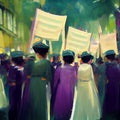 Suffragette March Women's Rights Group Purple White Green Organised Rally Demonstration Abstract Generative Royalty Free Stock Photo