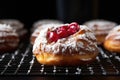 sufganiot hanukkah doughnut on a bakery rack