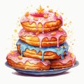 Sufganiyot Hanukkah Jewish watercolor