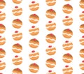 Sufganiyot seamless pattern. Jewish donut seamless texture.