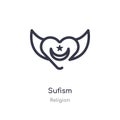 sufism outline icon. isolated line vector illustration from religion collection. editable thin stroke sufism icon on white