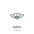 Sufism outline vector icon. Thin line black sufism icon, flat vector simple element illustration from editable religion concept