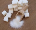 Sugar cubes on a spoon Royalty Free Stock Photo