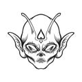 Sugar alien head dia de los muertos logo illustrations monochrome