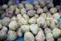 Sugar-apple fruit Annona squamosa on table for sell in market. Royalty Free Stock Photo