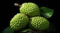 The sugar apple or sweetsop is the edible fruit of Annona squamosa creative minimalist still life