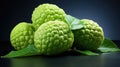 The sugar apple or sweetsop is the edible fruit of Annona squamosa creative minimalist still life